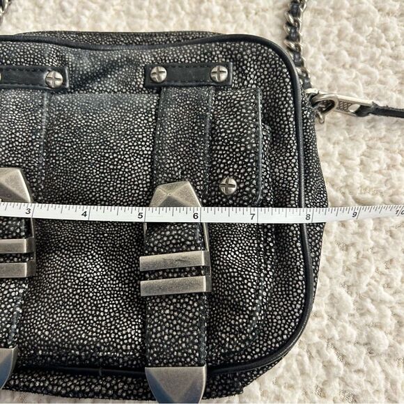 Rebecca Minkoff Black Leather Buckle Bag Crossbody Pebbled Silver - Picture 10 of 16